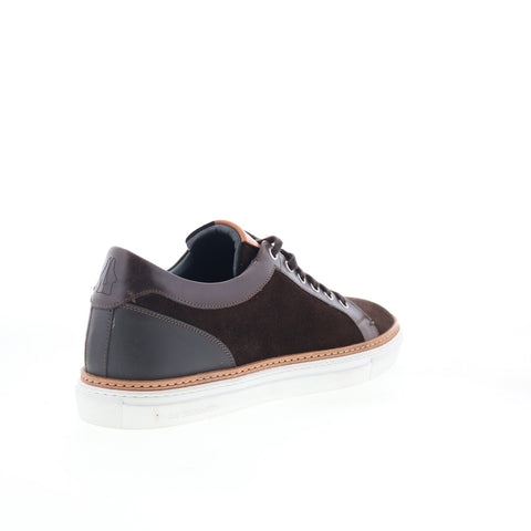 Di Bianco Demonte Mens Brown Leather Lace Up Lifestyle Sneakers Shoes