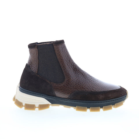 Di Bianco Domodossola Mens Brown Leather Slip On Casual Dress Boots