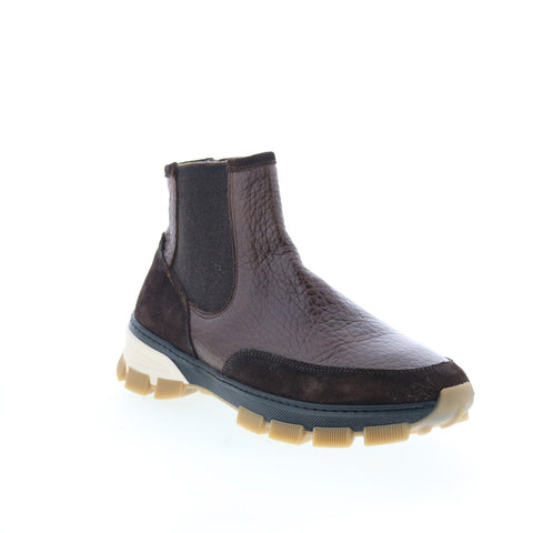 Di Bianco Domodossola Mens Brown Leather Slip On Casual Dress Boots