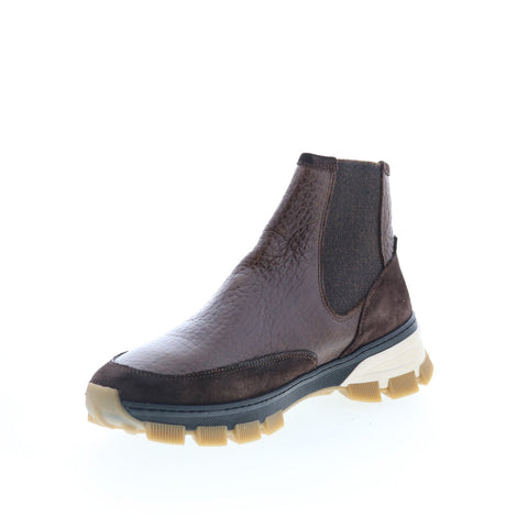Di Bianco Domodossola Mens Brown Leather Slip On Casual Dress Boots