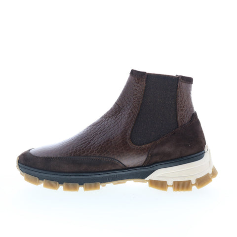 Di Bianco Domodossola Mens Brown Leather Slip On Casual Dress Boots