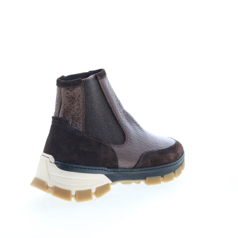Di Bianco Domodossola Mens Brown Leather Slip On Casual Dress Boots