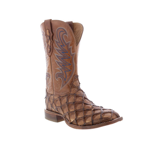 Tony Lama Everett Pirarucu Made In USA Mens Brown Wide Cowboy Western Boots