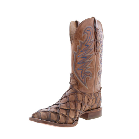 Tony Lama Everett Pirarucu Made In USA Mens Brown Wide Cowboy Western Boots