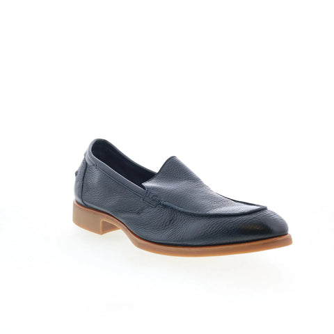 Di Bianco Etna Mens Black Leather Slip On Loafers & Slip Ons Penny Shoes