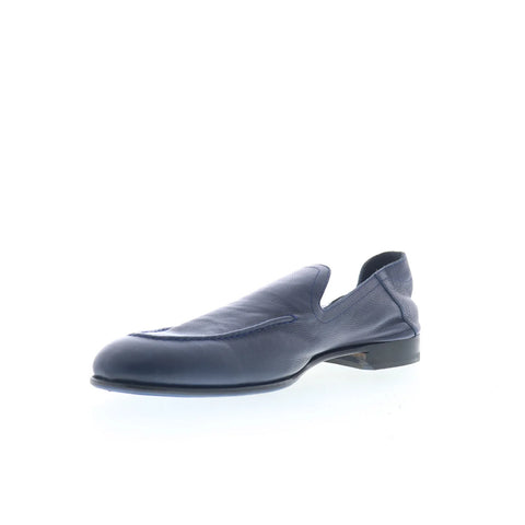 Di Bianco Etna Mens Blue Leather Slip On Loafers & Slip Ons Penny Shoes