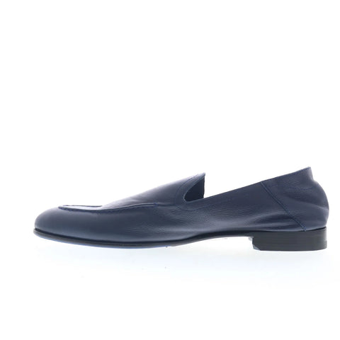 Di Bianco Etna Mens Blue Leather Slip On Loafers & Slip Ons Penny Shoes