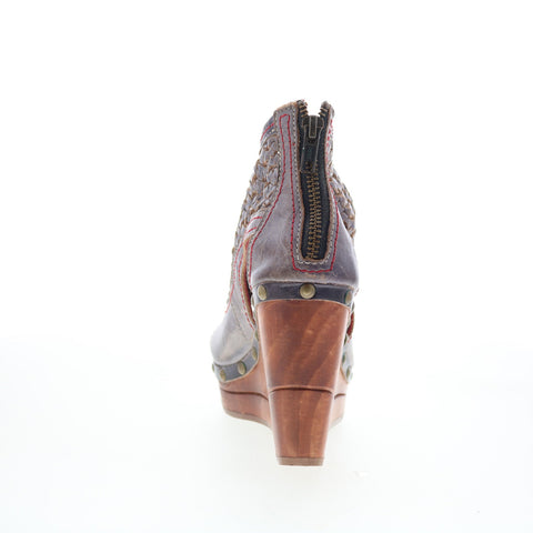 Bed Stu Odette F399031 Womens Gray Leather Zipper Wedges Sandals Shoes