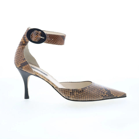 Claudia Ciuti Fiaba Bone FIABA Womens Brown Leather Strap Heels Shoes