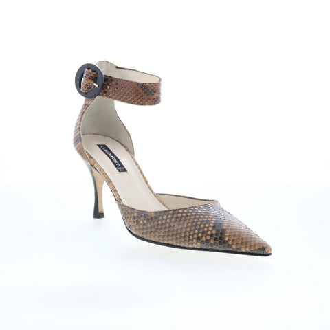 Claudia Ciuti Fiaba Bone FIABA Womens Brown Leather Strap Heels Shoes
