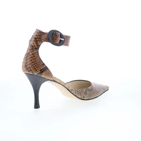 Claudia Ciuti Fiaba Bone FIABA Womens Brown Leather Strap Heels Shoes