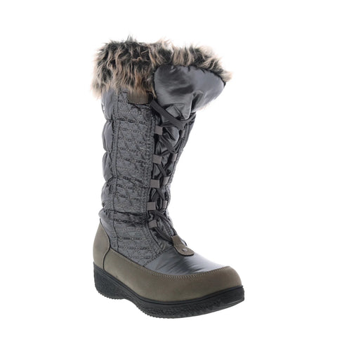 Spring Step Fotios FOTIOS-GRY Womens Gray Leather Zipper Knee High Boots