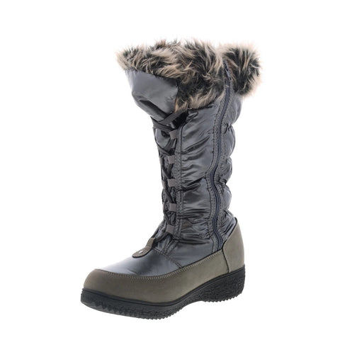 Spring Step Fotios FOTIOS-GRY Womens Gray Leather Zipper Knee High Boots