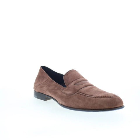 Di Bianco Fermo Mens Brown Suede Slip On Loafers & Slip Ons Casual Shoes