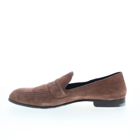 Di Bianco Fermo Mens Brown Suede Slip On Loafers & Slip Ons Casual Shoes