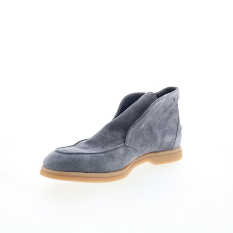 Di Bianco Fidenza Mens Gray Suede Slip On Casual Dress Boots
