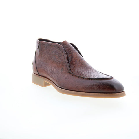 Di Bianco Fidenza Mens Brown Leather Slip On Ankle Boots