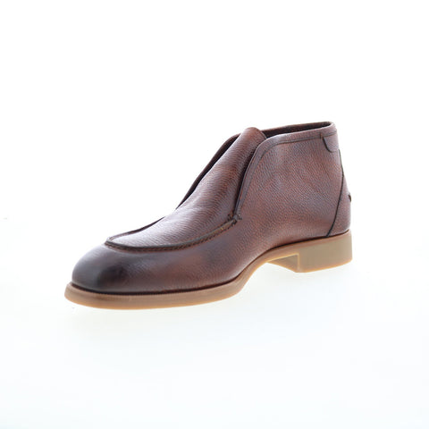 Di Bianco Fidenza Mens Brown Leather Slip On Ankle Boots