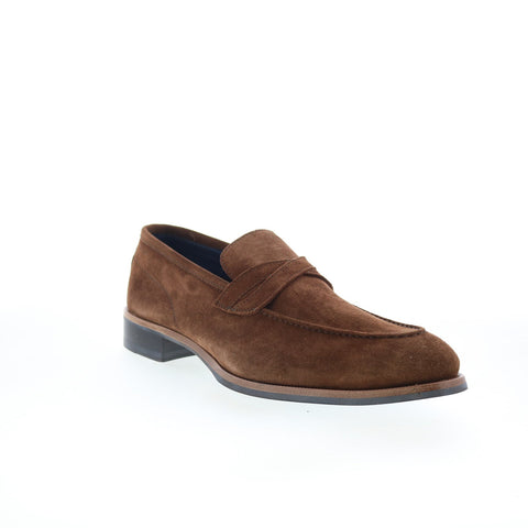 Di Bianco Firenze Mens Brown Suede Slip On Loafers & Slip Ons Penny Shoes