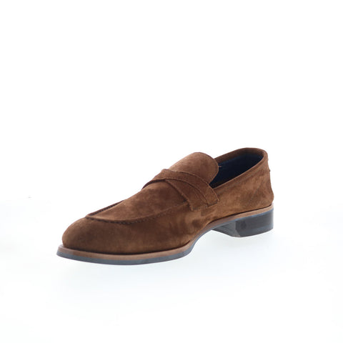 Di Bianco Firenze Mens Brown Suede Slip On Loafers & Slip Ons Penny Shoes