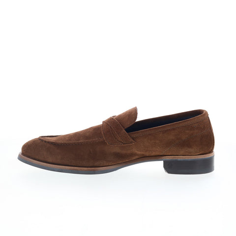 Di Bianco Firenze Mens Brown Suede Slip On Loafers & Slip Ons Penny Shoes