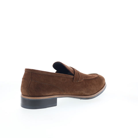 Di Bianco Firenze Mens Brown Suede Slip On Loafers & Slip Ons Penny Shoes