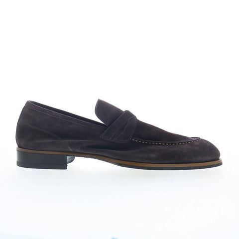 Di Bianco Firenze Mens Brown Suede Slip On Loafers & Slip Ons Penny Shoes
