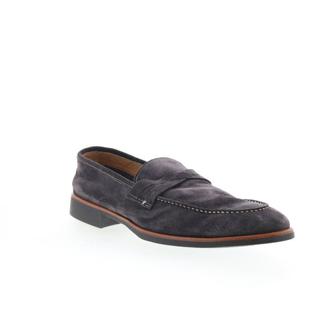 Di Bianco Firenze Mens Gray Suede Slip On Loafers & Slip Ons Moccasin Shoes