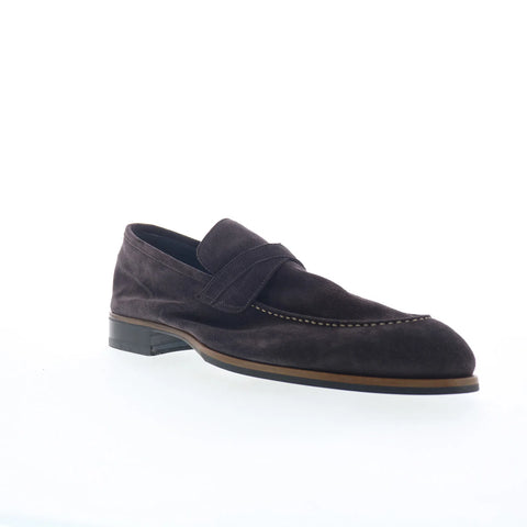 Di Bianco Firenze Mens Brown Suede Slip On Loafers & Slip Ons Penny Shoes