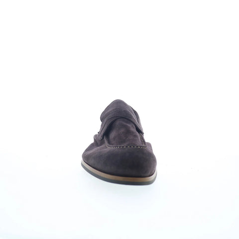 Di Bianco Firenze Mens Brown Suede Slip On Loafers & Slip Ons Penny Shoes