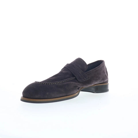 Di Bianco Firenze Mens Brown Suede Slip On Loafers & Slip Ons Penny Shoes