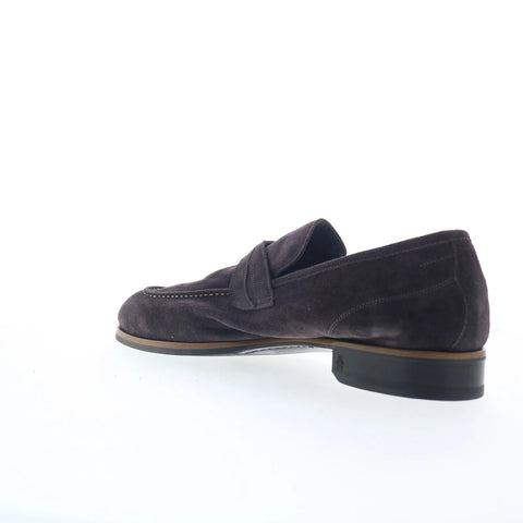 Di Bianco Firenze Mens Brown Suede Slip On Loafers & Slip Ons Penny Shoes