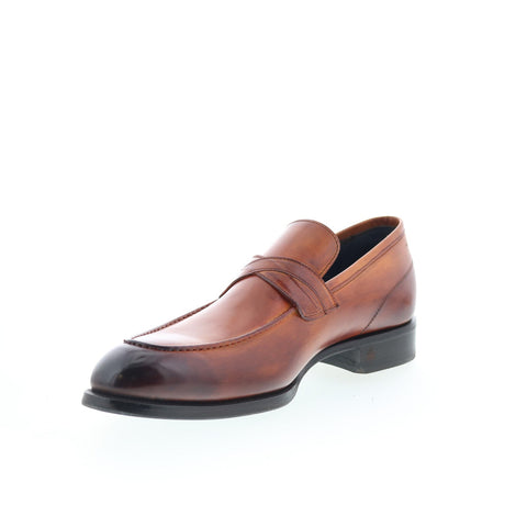 Di Bianco Firenze Mens Brown Leather Slip On Loafers & Slip Ons Penny Shoes