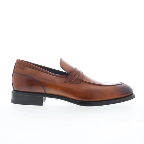 Di Bianco Firenze Mens Brown Leather Slip On Loafers & Slip Ons Penny Shoes