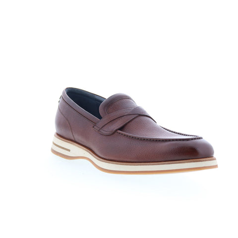 Di Bianco Firenze Mens Brown Leather Slip On Loafers & Slip Ons Penny Shoes