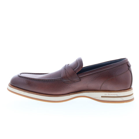Di Bianco Firenze Mens Brown Leather Slip On Loafers & Slip Ons Penny Shoes