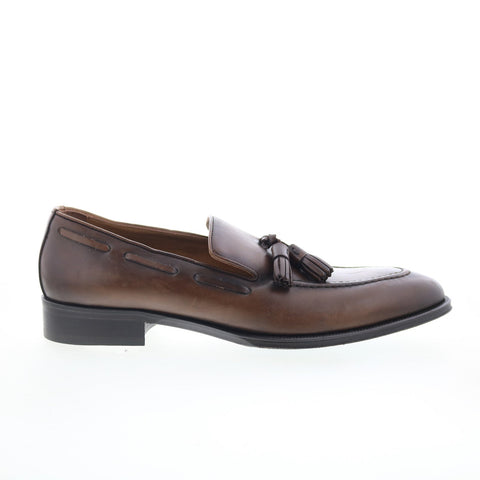Pastori by Di Bianco Flama Mens Brown Leather Loafers & Slip Ons Casual Shoes