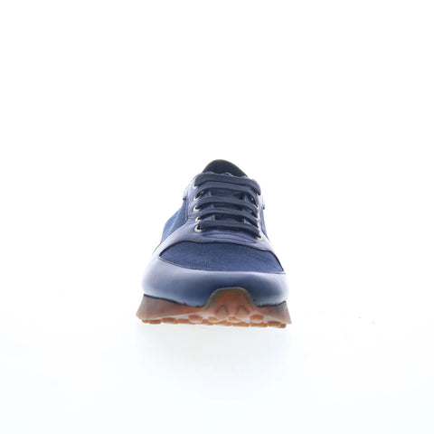 Di Bianco Forza Mens Blue Leather Lace Up Lifestyle Sneakers Shoes