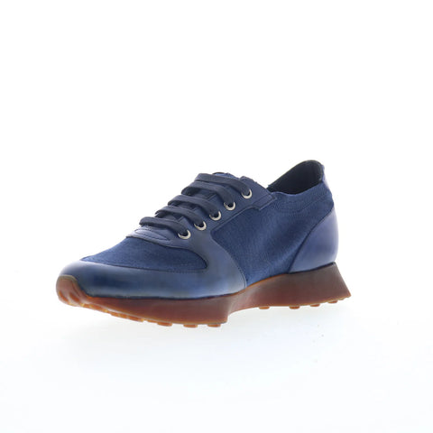 Di Bianco Forza Mens Blue Leather Lace Up Lifestyle Sneakers Shoes