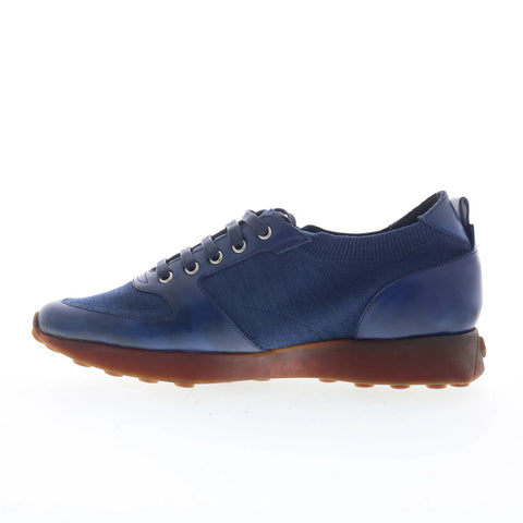 Di Bianco Forza Mens Blue Leather Lace Up Lifestyle Sneakers Shoes