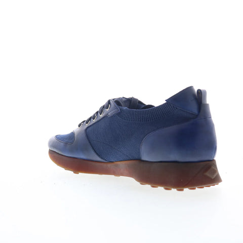 Di Bianco Forza Mens Blue Leather Lace Up Lifestyle Sneakers Shoes