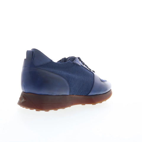 Di Bianco Forza Mens Blue Leather Lace Up Lifestyle Sneakers Shoes