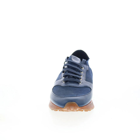 Di Bianco Forza Mens Blue Leather Lace Up Lifestyle Sneakers Shoes