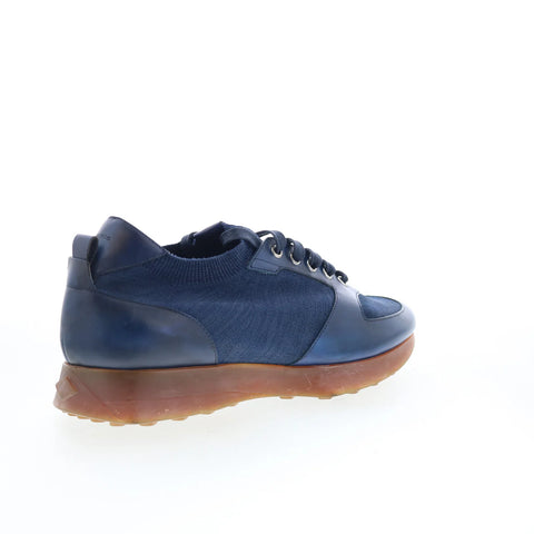 Di Bianco Forza Mens Blue Leather Lace Up Lifestyle Sneakers Shoes