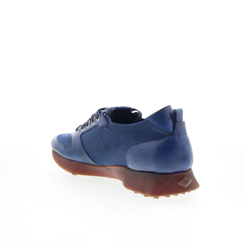 Di Bianco Forza Mens Blue Leather Lace Up Lifestyle Sneakers Shoes