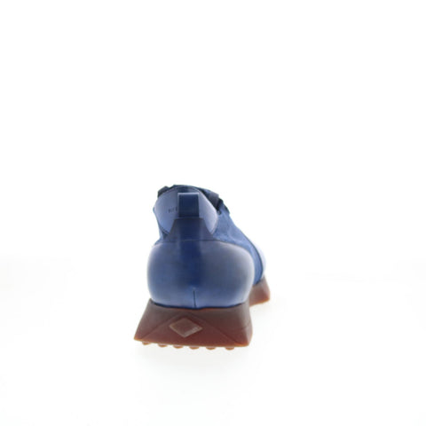 Di Bianco Forza Mens Blue Leather Lace Up Lifestyle Sneakers Shoes