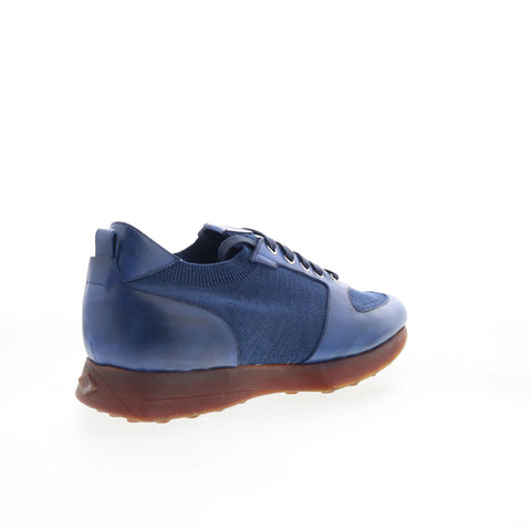 Di Bianco Forza Mens Blue Leather Lace Up Lifestyle Sneakers Shoes