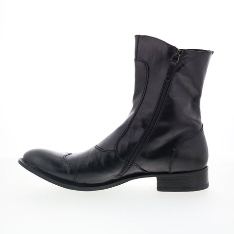 Giano Canguro G042 Mens Black Leather Zipper Casual Dress Boots