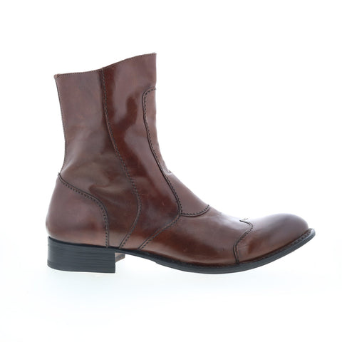 Giano Canguro G042 Mens Brown Leather Zipper Casual Dress Boots