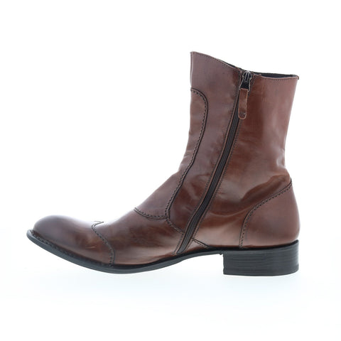 Giano Canguro G042 Mens Brown Leather Zipper Casual Dress Boots